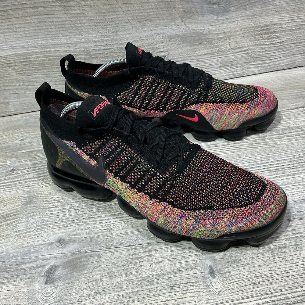 Nike Air VaporMax Flyknit 2 Black Multi-Color Size 12 Sneakers Shoes 942842-017